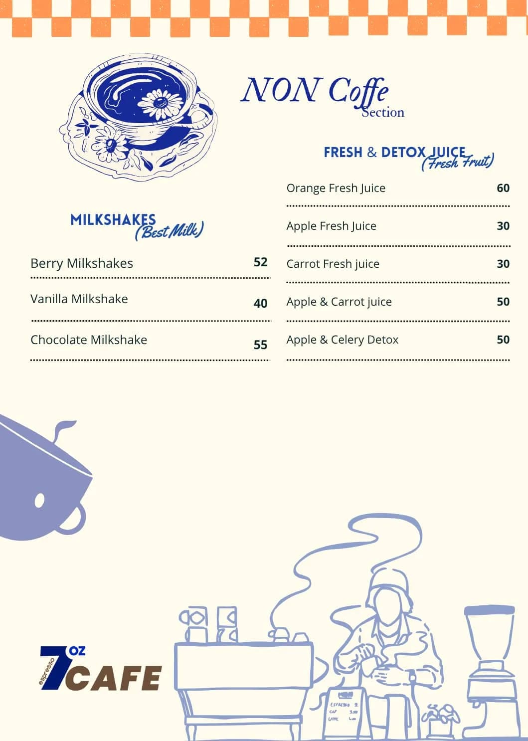 7Oz Cafe menu book, page 5
