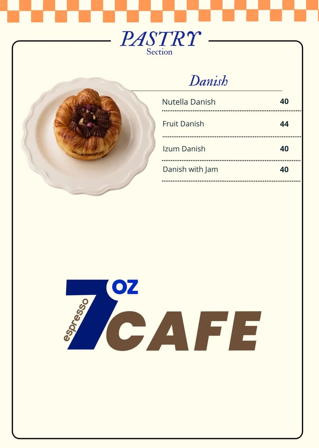 7Oz Cafe menu book, page 7